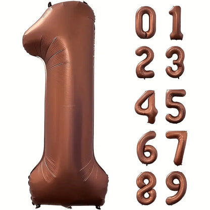 40inch Foil Brown Number Balloon Number Balloon 0-9 Birthday Wedding Party Decoration Supplies Happy Holidays Baby Shower Gifts