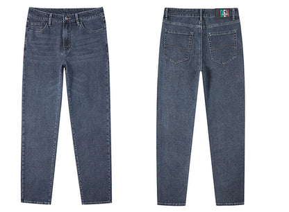 Tall Men Denim Pants Fleece Thick Warm Winter Stretch Jean Male Extra Long Length Leg Trouser 115cm 190cm Black Skinny Thin Slim