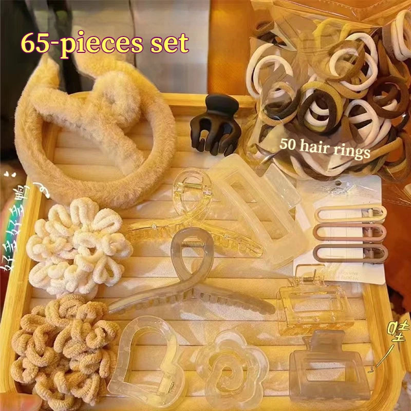 New 8-137PCS Set Hair Clip Combination Women Hair Accessories Grab Clip Hair Band Temperament Hairclip High Ponytail Headband.