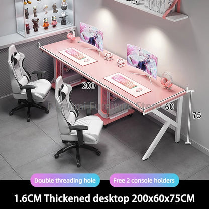 Großer 2-Personen-Gamer-PC-Schreibtisch mit K-förmigen Beinen, moderner Büro-Doppelcomputer-Schreibtische, geräumiger langer Gaming-Tisch für Zuhause und Arbeitszimmer für zwei Personen