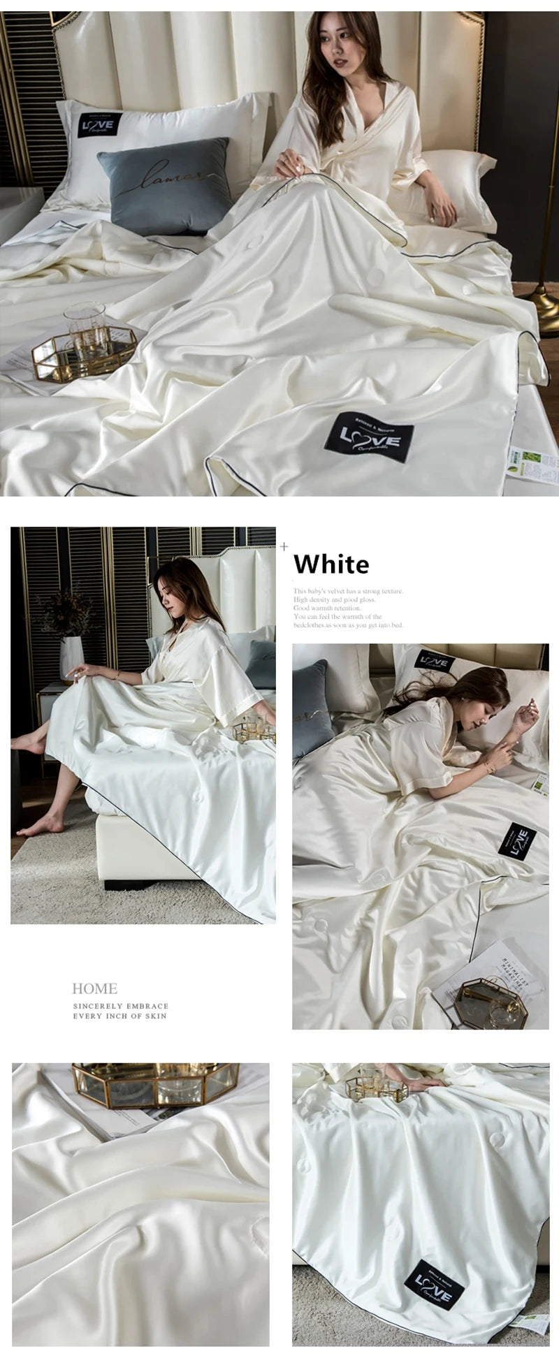 Summer Mulberry Silk Comforter Duvet Insert Luxury Natural Silk Blanket Satin Bedding Quilt Queen Single Double Twin Size Bed.