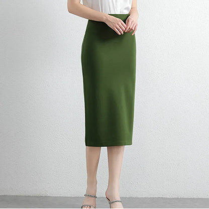 Women's Professional High Waist Long Pencil Skirt, Slim Fit Black Hip-hugging Skirt for Office Commute.