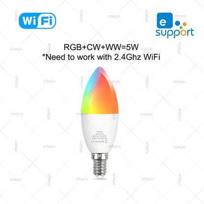 EWelink E27 E14 GU10 Smart Bulb WiFi Zigbee, dimmbare LED-Glühbirne RGB CW-Lampe funktioniert mit Alexa Amazon Google Home Yandex Alice.