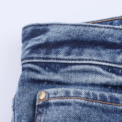 HH Women Denim Pant Sets Turn-Down Collar Long Sleeves Belt Autumn Coats+Pockets Loose High Waist Zipper Hemming Trousers