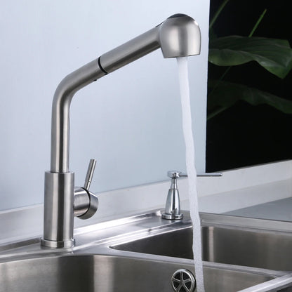 360° Rotating Retractable Sink Faucet Hot and cold Water Button Ceramic Valve Kitchen Stainless Steel Faucet with Shower