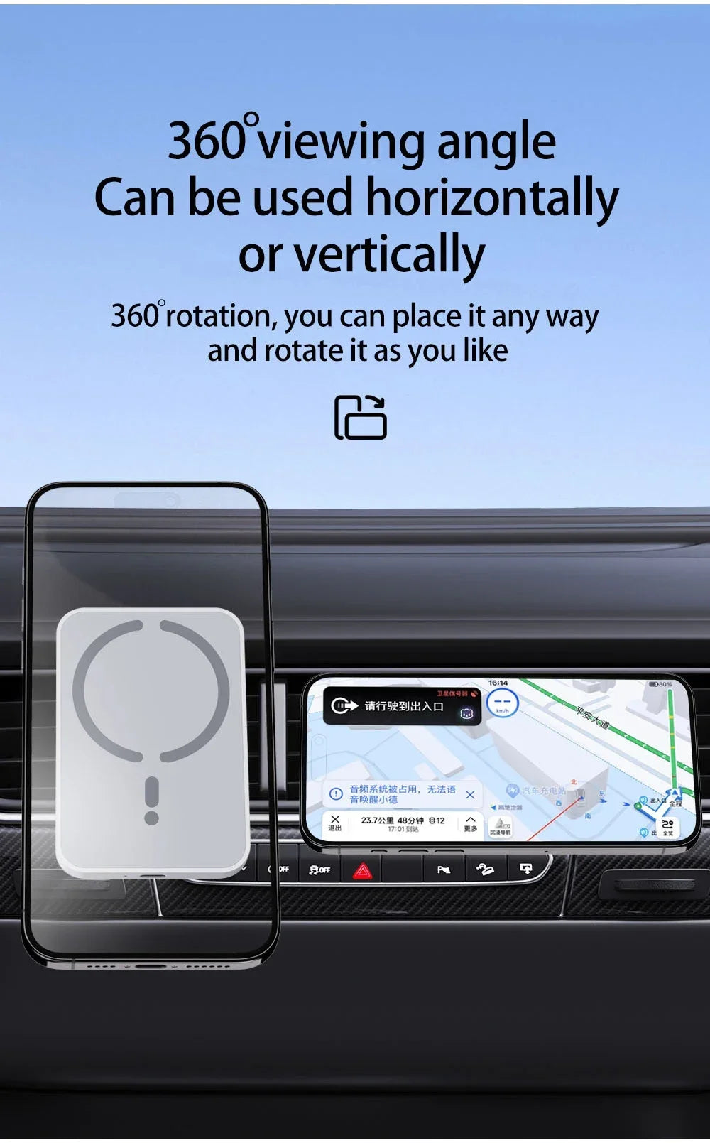 100W Magnetic Wireless Car Charger Air Outlet Phone Holder for iPhone 16 15 14 13 12 Pro Max Fast Wireless Car Charging Station.