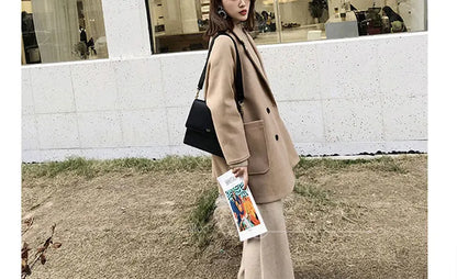 Loribindwood Gestrickte Pullover Breite Bein Hosen Anzug für Frauen Herbst/winter 2022, Neue Koreanische Lose Mode Zwei-stück Set