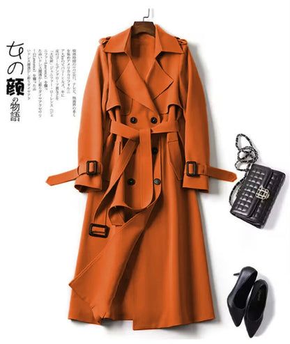 Herbst Winter Langarm Graben Mantel Für Frauen 2024 Mode Lose Büro Dame Lange Outer Jacke Mäntel Weibliche Kleidung