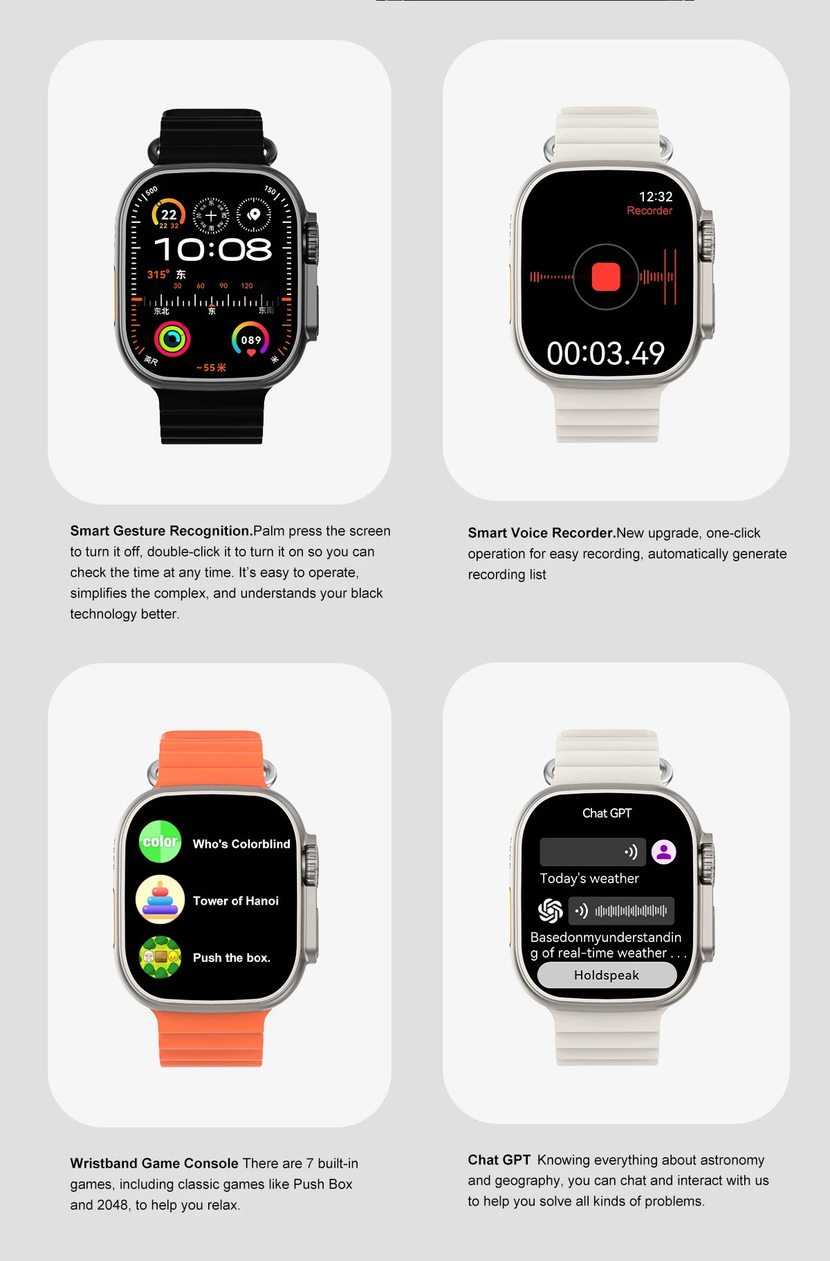 DT Ultra 3 Smartwatch Amoled Screen 4GB MP3 MP4 Player Bluetooth Network Sharing APP Store ChatGPT Smart AI Watch Men Sportwatch