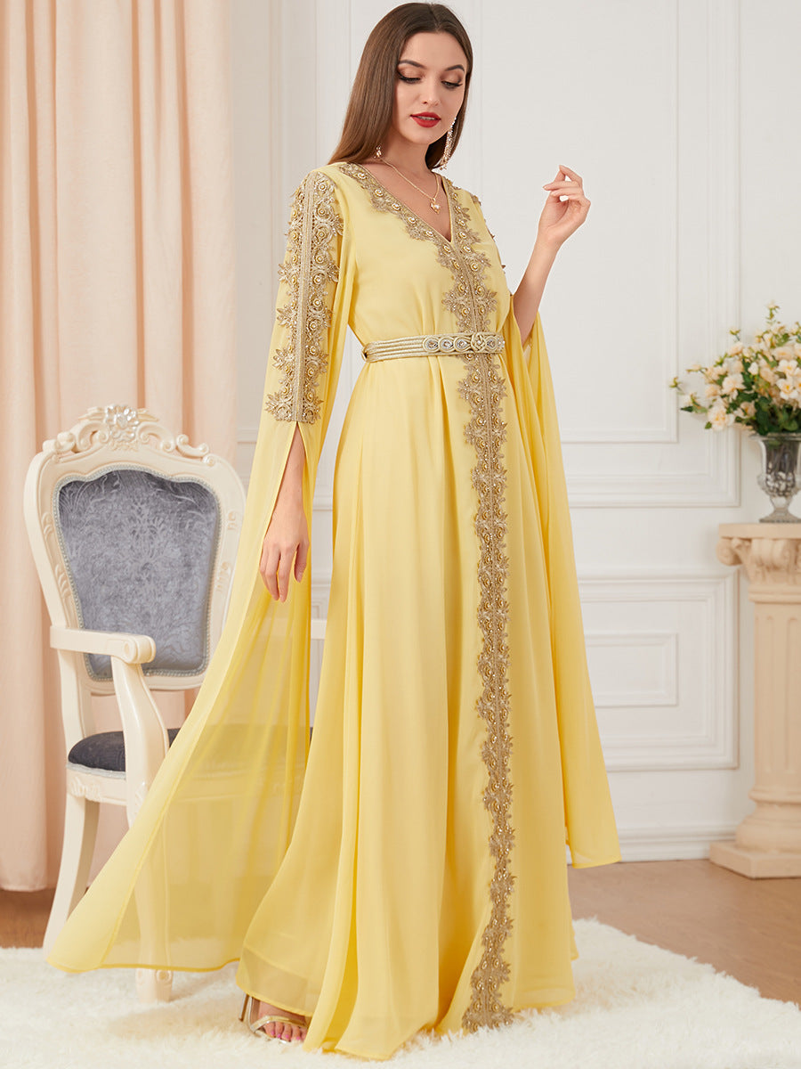 Eid Marokko Party Kleid Muslimische Frauen Abaya Kleider Langarm Abayas Dubai Türkei Islam Kaftan Robe Longue Vestidos Largos 2025.