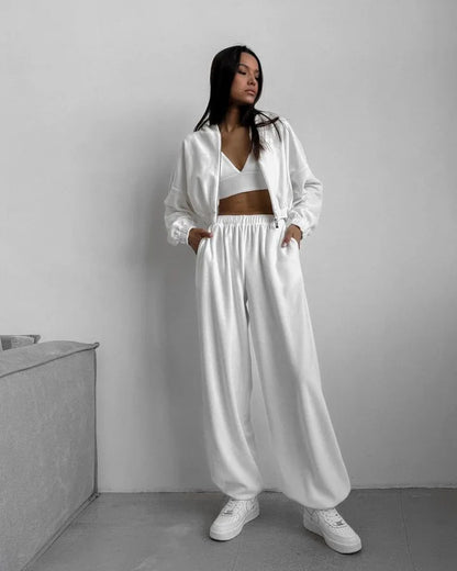 Fall Winter Women's Fashion Hooded Stand Collar Sweatshirt Set Casual Loose Fit Two Piece Streetwear Lounge Gym Ourdoor Outfit