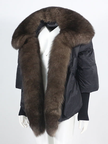 Lose Natürliche Echt Fox Pelz Kragen Mantel Dicke Neue Europäische Mode Weiße Ente Unten Jacke Winter Frauen Warme Luxus Oberbekleidung