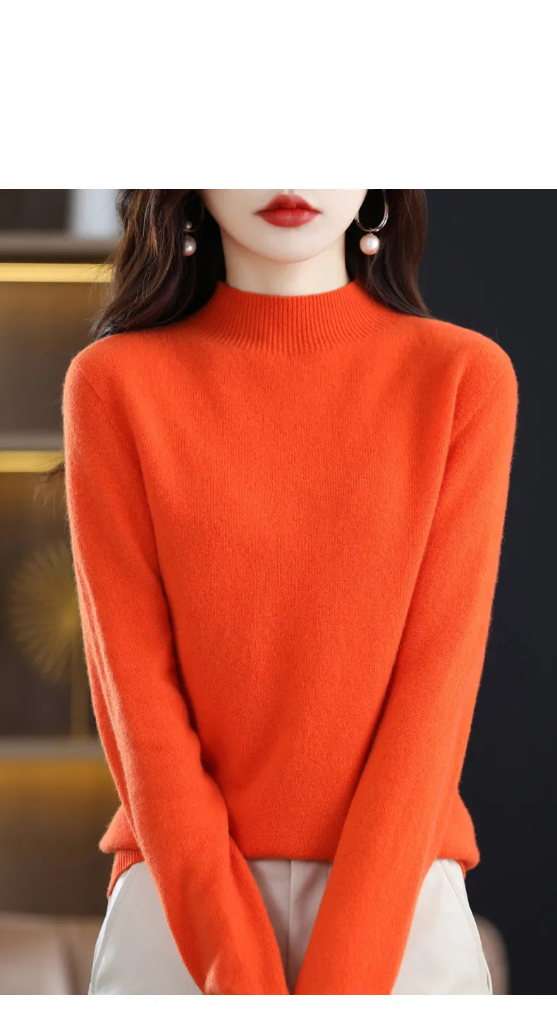 2025 Women's Casual Knit Tops Half-neck Pullover In Autumn And Winter New Cashmere Sweater Women's Coat 19 Colors