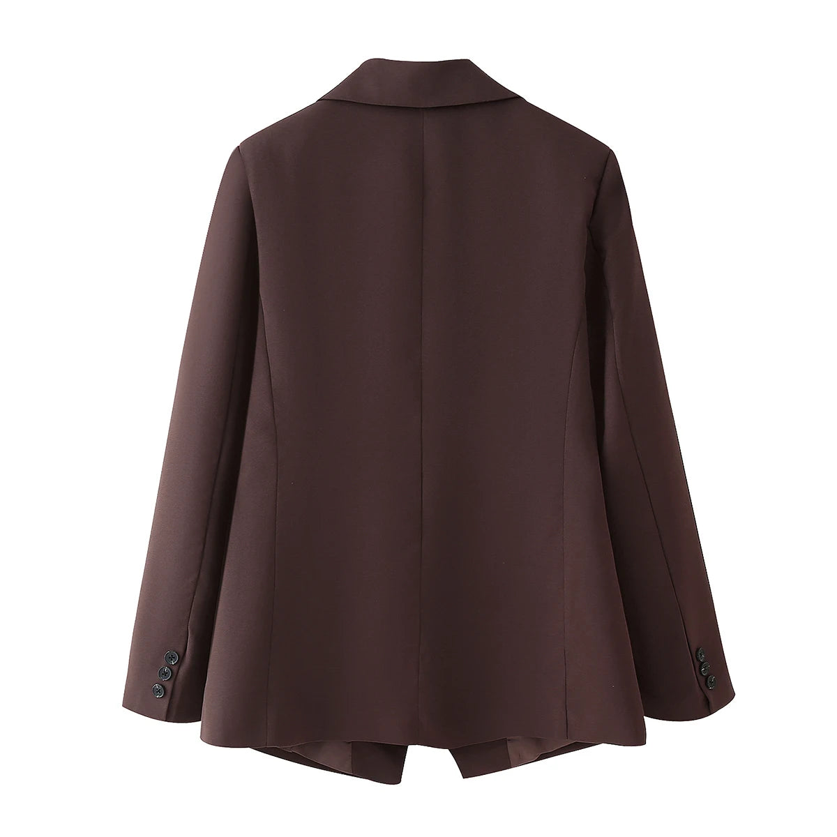 TRAFZA Frauen Elegante Feste Revers Zwei Tasten Anzug Jacke Mode Lange Hülse Dünne Kurze Mäntel 2024 Neue Casual Büro Dame Blazer
