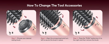 High Speed 5 in 1 Hair Dryer Hot Air Comb Set,Hair Brush Curling Iron Hair Straightener Styling Tool For Blow Dryer Gift Box