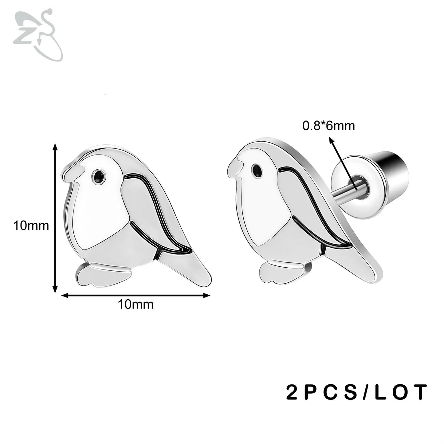 ZS 2Pcs/lot Stainless Steel Butterfly Star Heart Stud Earring Silver Color Earrings Ear Tragus Helix Tragus Piercing 20G Jewelry