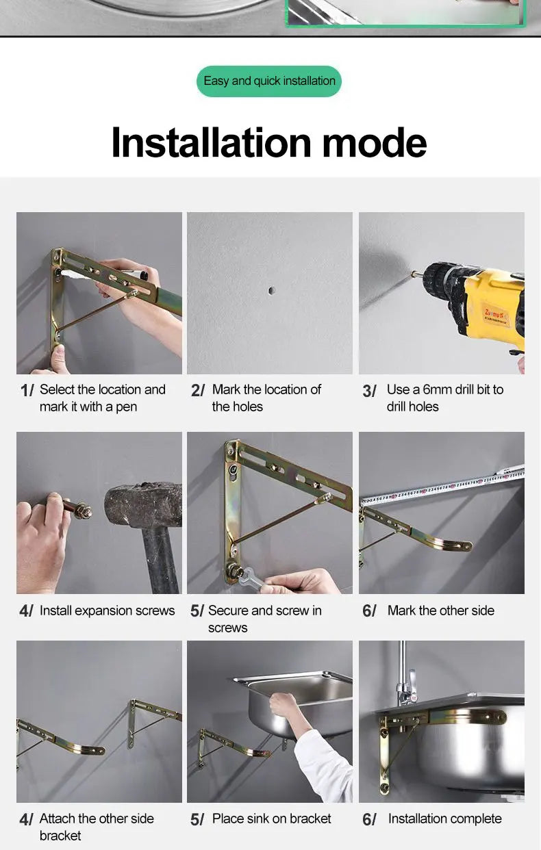 Verdickter Einzelschlitz aus Edelstahl 304 mit Halterung zum Aufhängen an der Wand, Waschbecken, Balkonbecken, Küchenwaschbecken, Waschbecken