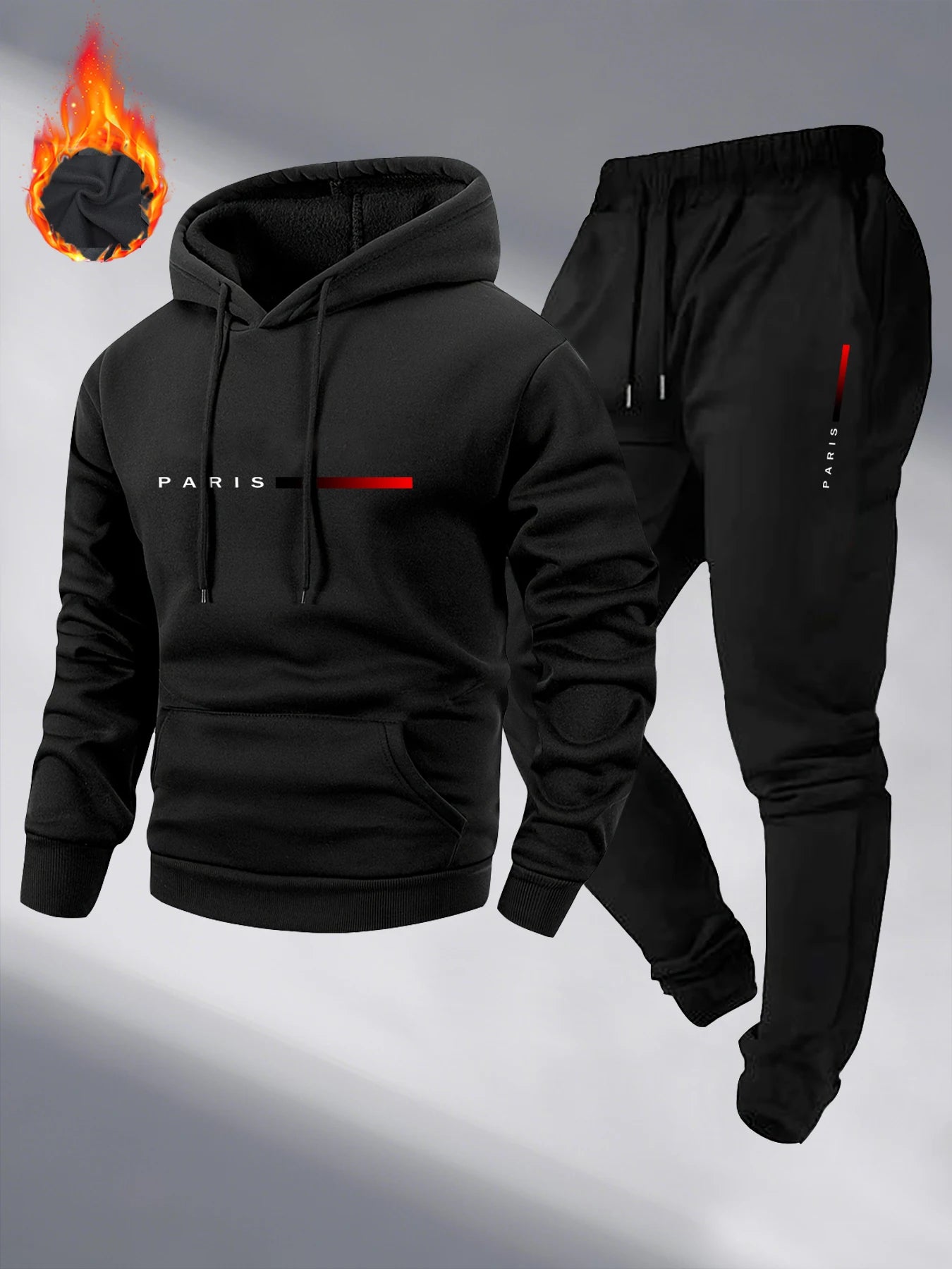 Paris Print Fashion Men's Hooded Tracksuit 2pcs Set High Quality Male Daily Casual Sports Jogging Home Outdoor Hoodie Outftis.