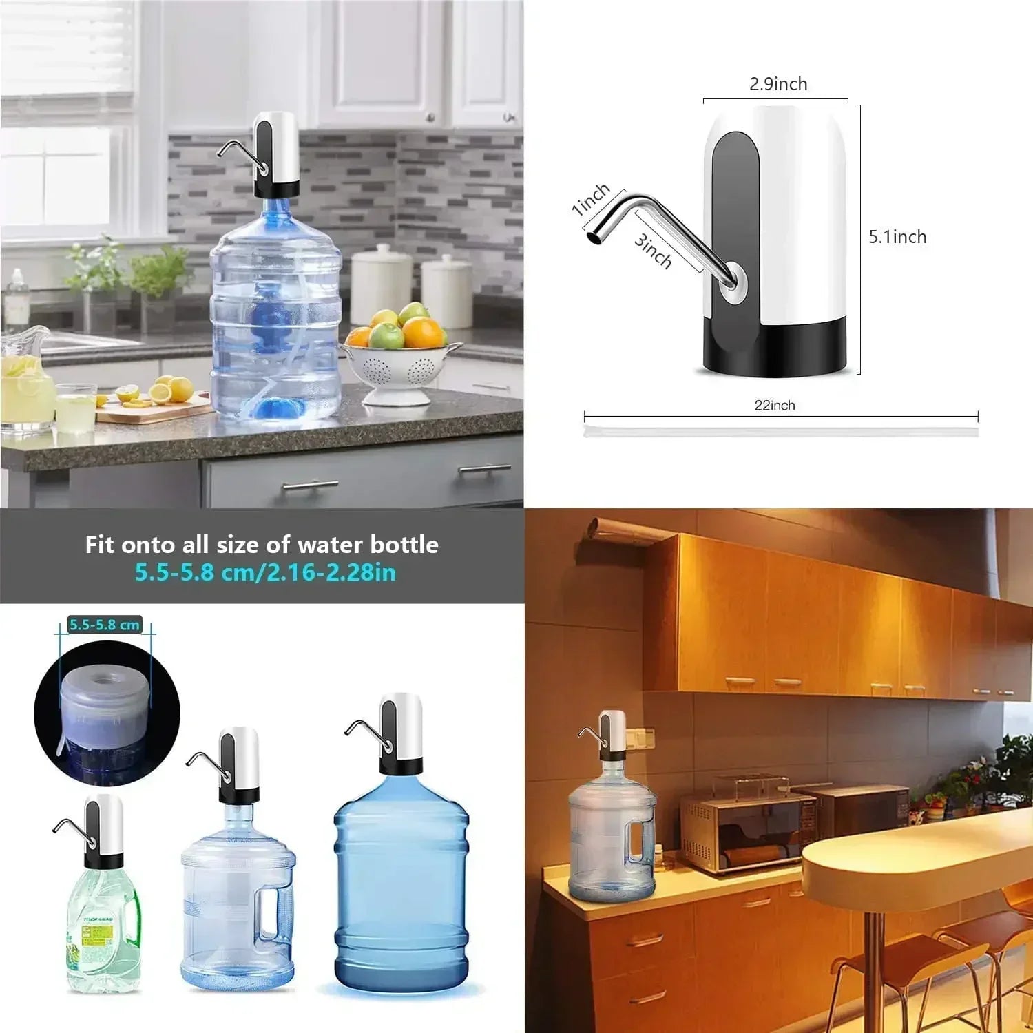 Drinking fountain Electric Portable Water Pump Dispenser USB Charging Automatic Drinking Bottle Switch Silent Touch 19 liters.
