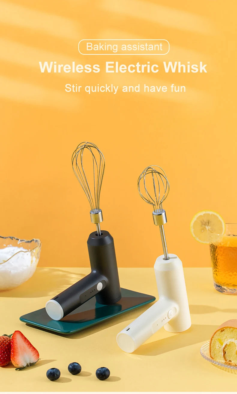 Electric Food Mixer Handheld 3 Gear Cake Cream Mixer Wireless Rechargeable Food Blender Egg Beater Whisk Tool Milk Frother.