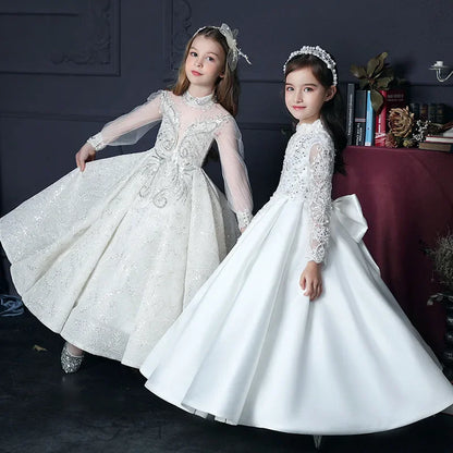 Mädchen Erstkommunion Kleid Blumen mädchen Hochzeit Pailletten Kleider für Kinder Klavier Leistung Vestidos Kinder Festzug Ballkleid