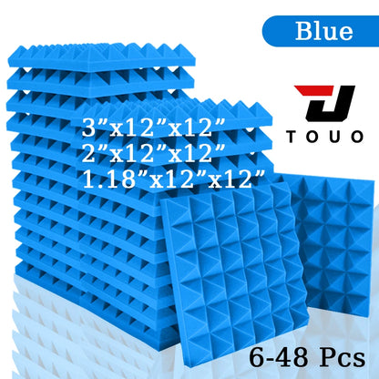 TOUO Acoustic Foam 6-48 Pcs Sound Proof Wall Panels High Density Studio Sound Absorbing Material Acoustic Foam Home Decoration
