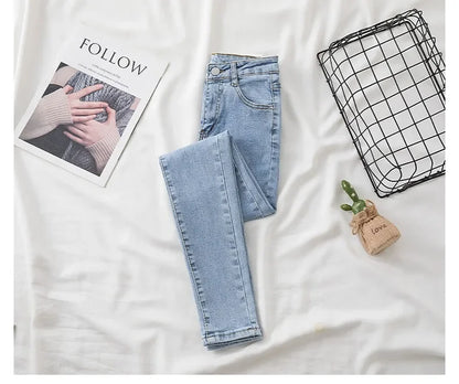 High Waist Slim Fit Jeans Women's Spring Summer Autumn Fashionable Nine Points Elasticity Pencil Pants Tightening And Lengthenin.