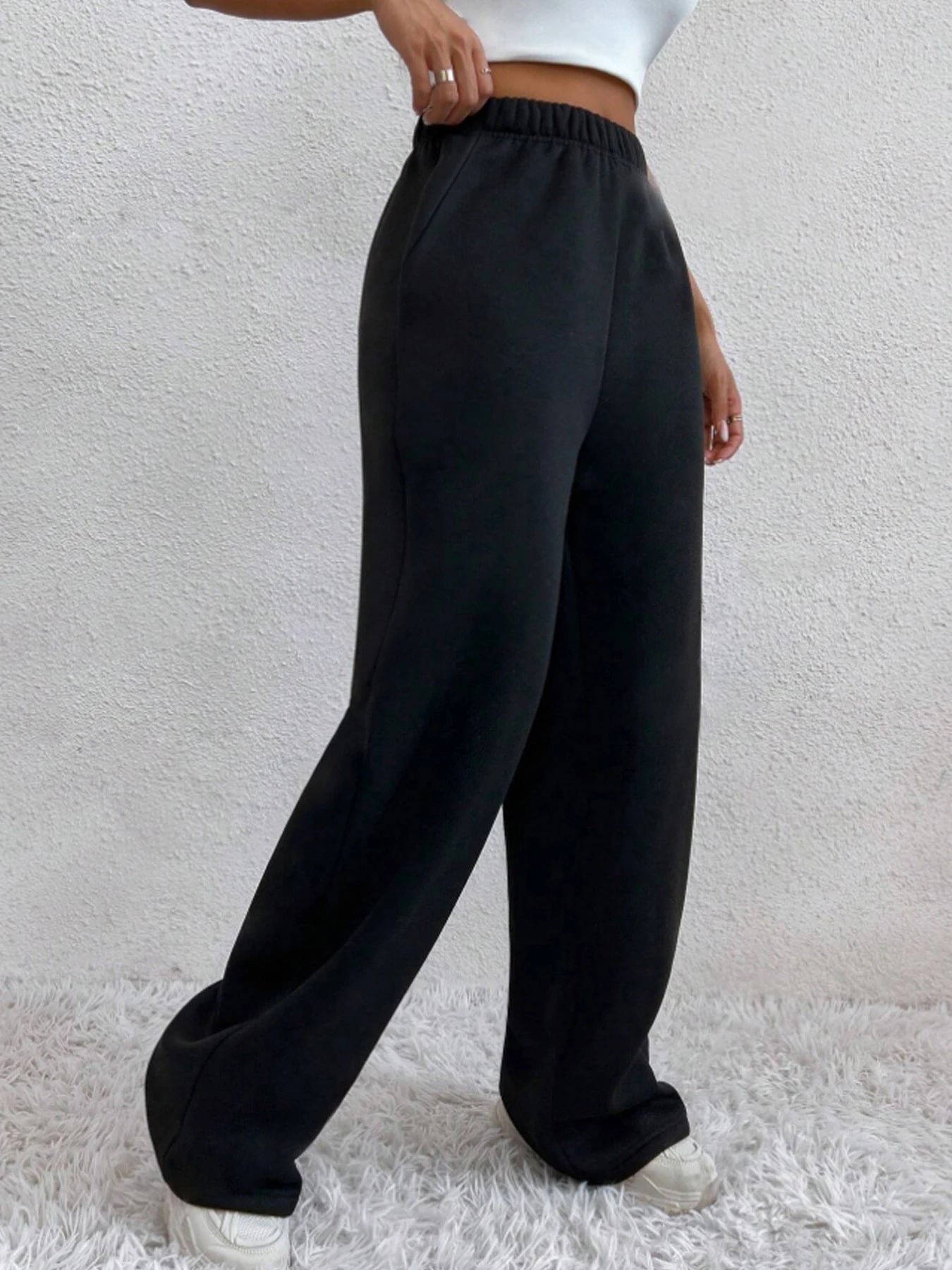 Herbst und Winter Damen warme Hosen Fleece gefüttert hohe Taille lässigen Stil tägliche Kleidung mit Taschen Jogging Jogging hose