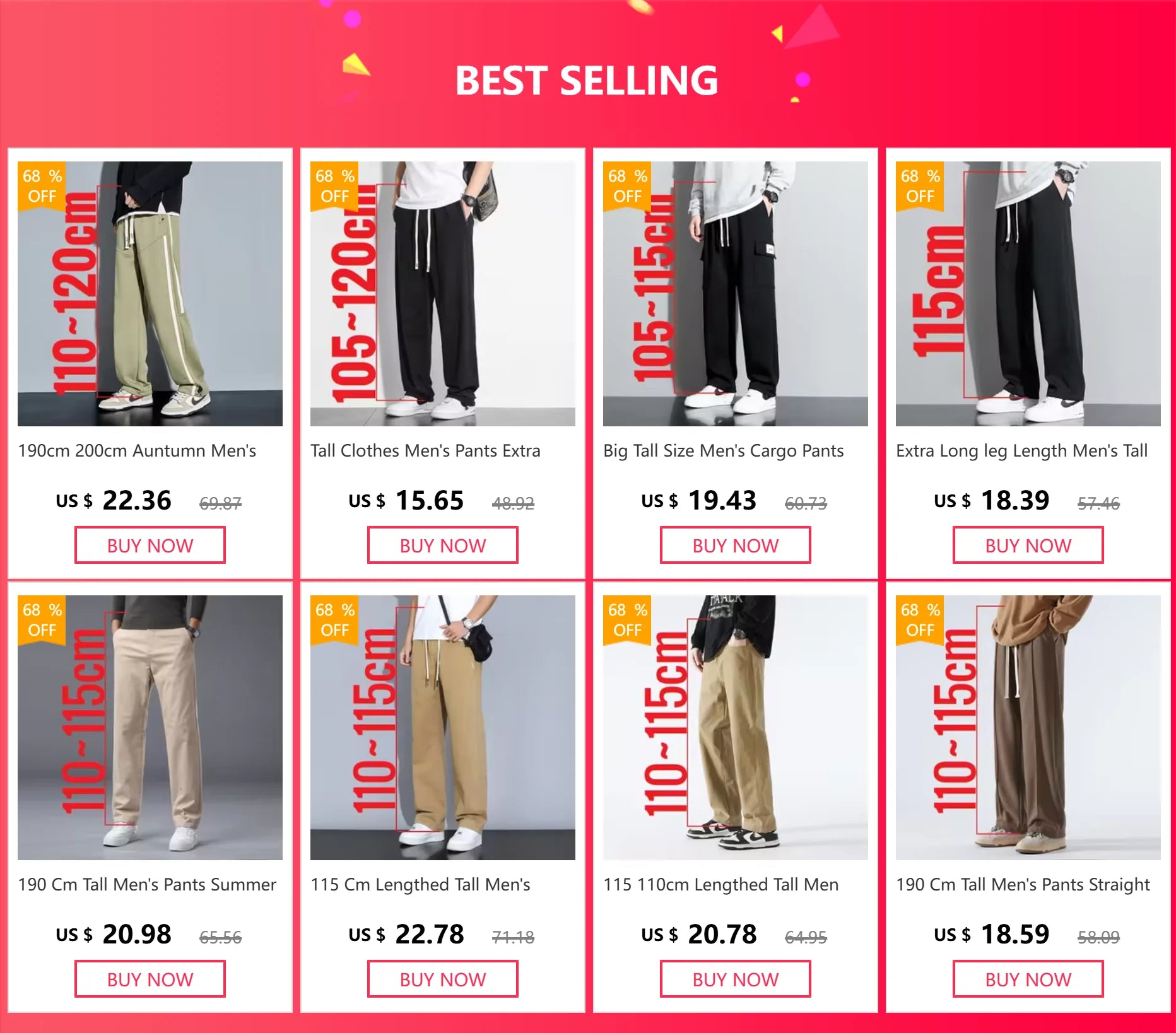 Extra Long leg Length Men's Tall Pants Elastic Waist Sweatpant Male Black Stretch Sport Jogger Trouser 190 Cm 195 107 115 200cm.