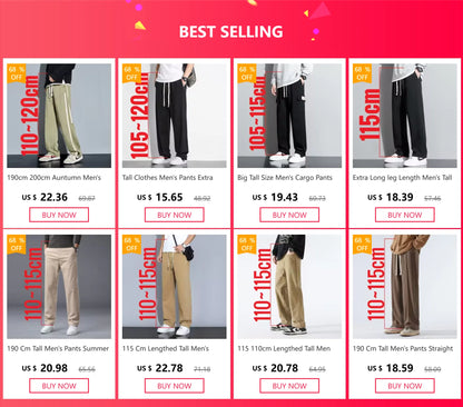 Extra Long leg Length Men's Tall Pants Elastic Waist Sweatpant Male Black Stretch Sport Jogger Trouser 190 Cm 195 107 115 200cm.