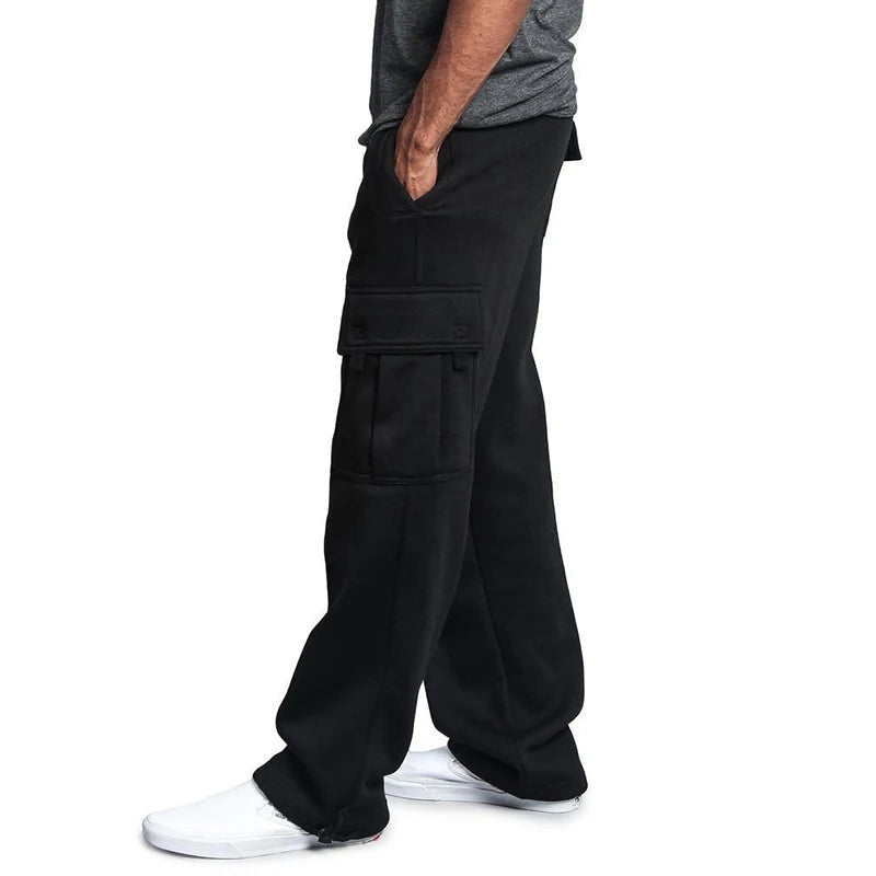 Mens Sweatpants Straight Fit Joggers for Sports and Streetwear Loose Oversized Drawstring Long Pants Men Multi-pocket Pants.