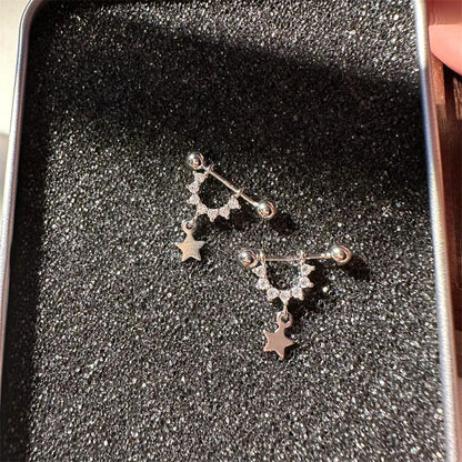 1 PCS Star Silver Color 316L Stainless Steel Ear Bone Nail for Women New Fashion Allergy Prevention Jewelry Gifts.