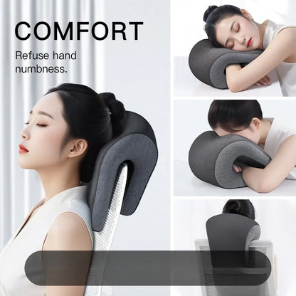 2025 Upgrade Memory Foam Multifunctional Nap Pillow for Office Desk, Portable Ergonomic Neck Support Cushion - Desk Sleeping Aid.