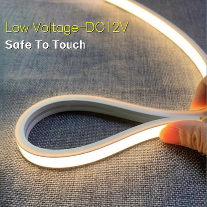 4/6/8/10mm Narrow LED Neon Silicone Tube Rope Lamp Recessed DC12V Flexible Waterproof Diffuser Cabinet Closet Ribbon Strip Light.