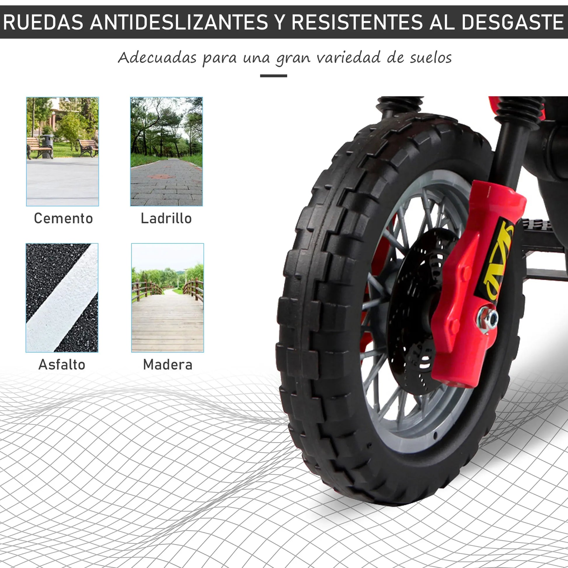 Homcom Children's Electric Motorcycle Battery 6V Rechargeable Children 3+ Years Charger and Wheels Support.