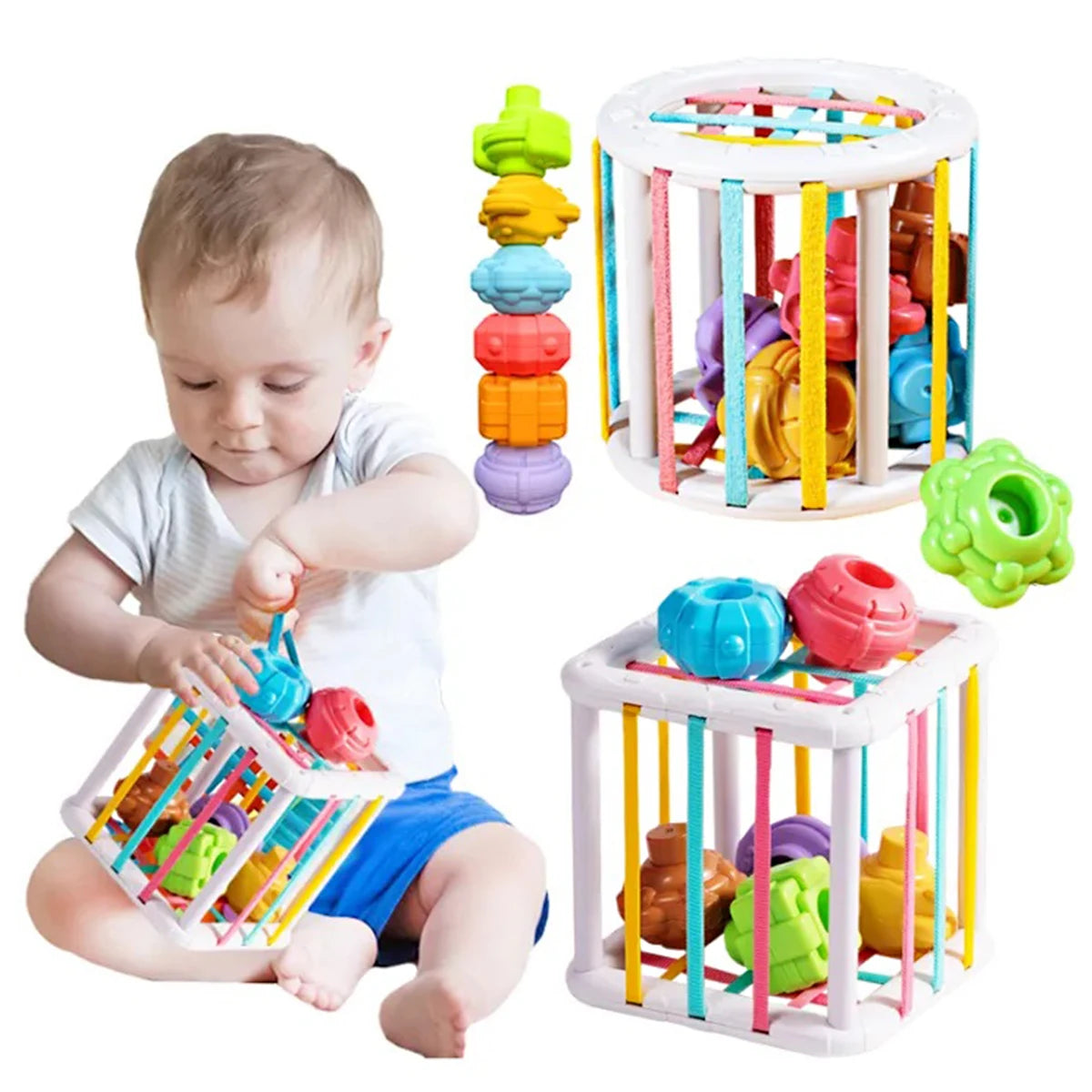 Montessori Baby Toys Stack Pull Blocks Games 0-12 Months Color Shade Sensory Development Learning Educational Toys Babies Infant.