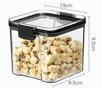 Transparent Storage Box Rectangular Stackable Food Grade Sealed Tank Seasoning Bottle Square Moisture-proof Storage Box Kitchen.