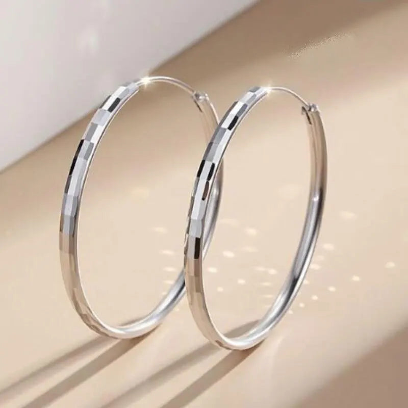 Senlissi - 925 Sterling Silver Hoop Earrings For Women 18K Gold Plated Jewelry Dazzling Women's Hoops Earrings Christmas Gifts