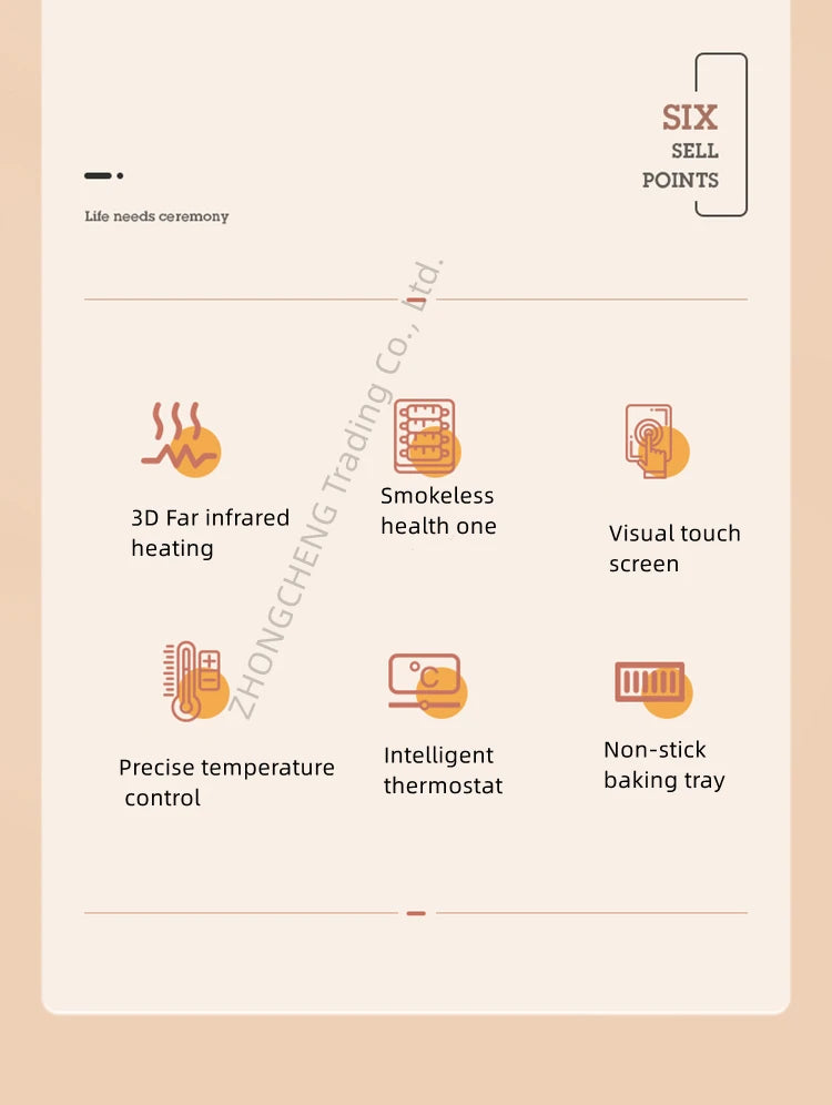 Intelligent electric baking tray indoor domestic barbecue oven infrared barbecue machine smoke-free electric barbecue oven.