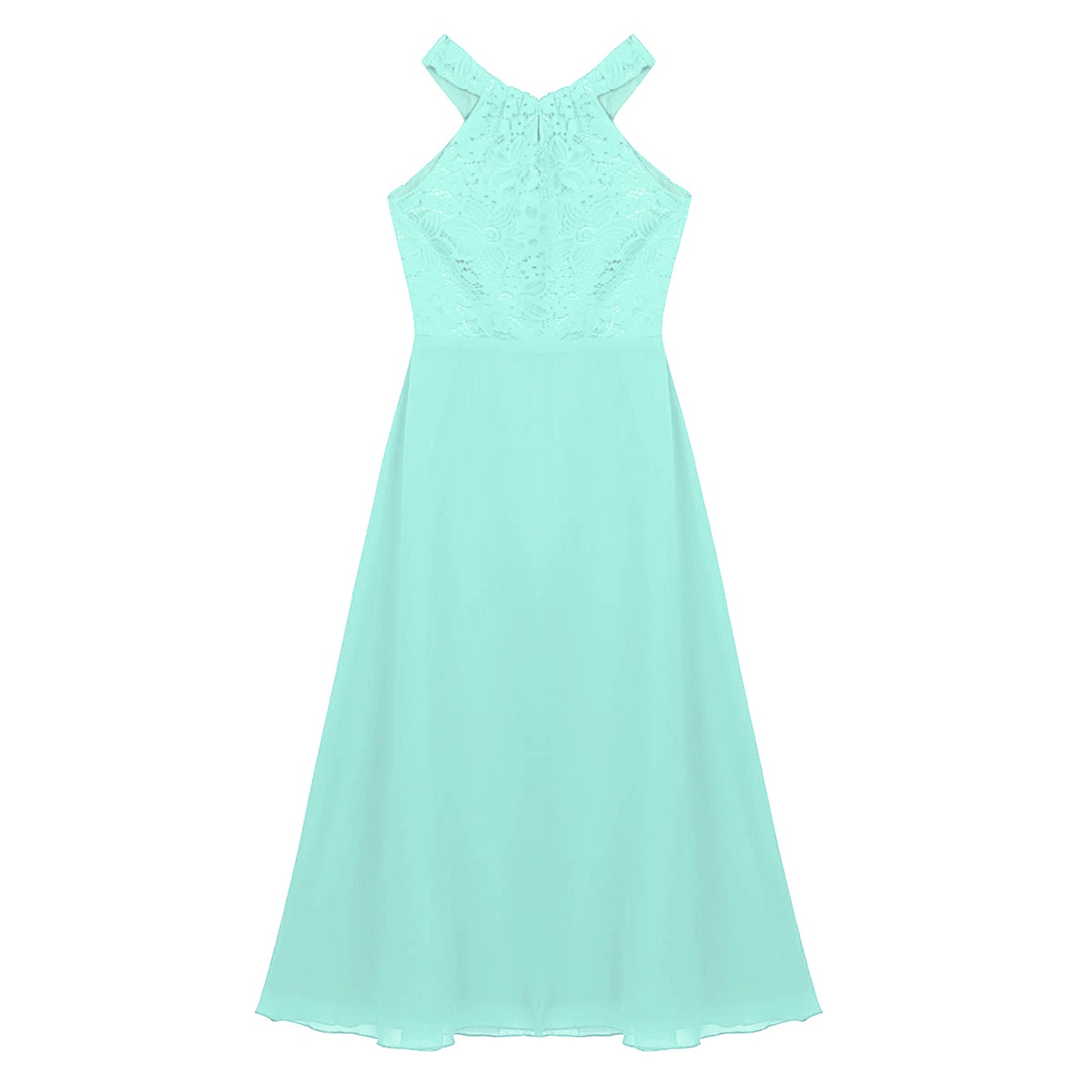 Sommer Mode Blume Mädchen Kleid Hochzeit Geburtstag Party Kinder Lange Kleid Vestido Elegante Halter Neck Floral Spitze Prinzessin Kleid