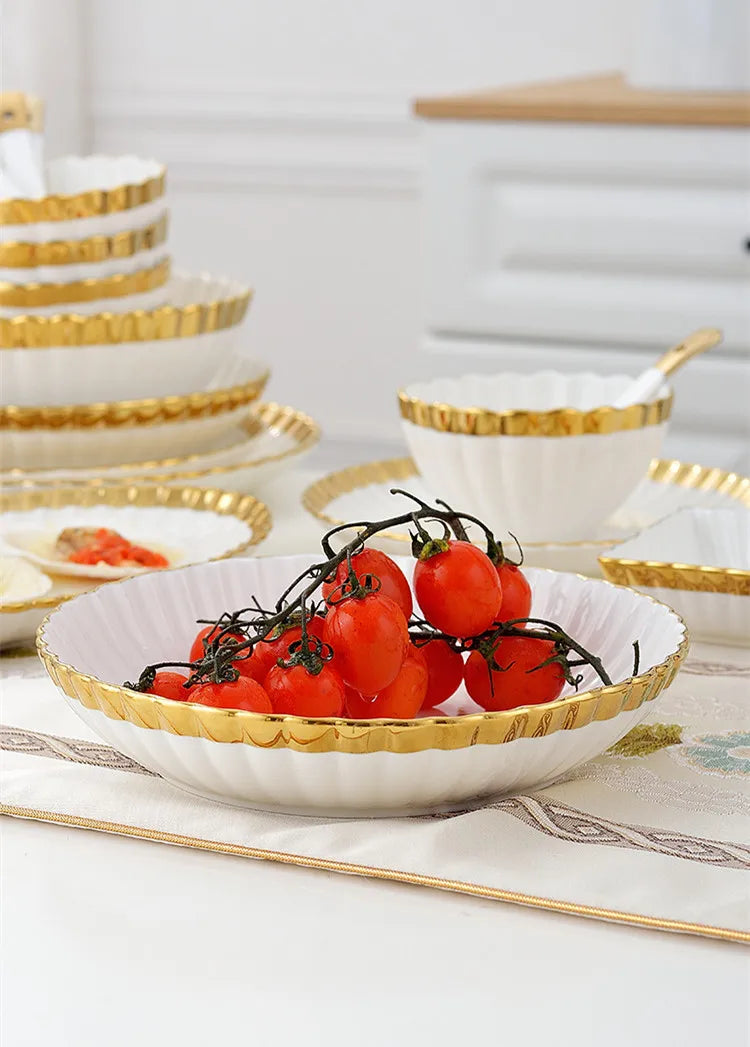 1pcs Upgrade white porcelain plates for food, dinner dishes, salad, soup bowls, ceramic porcelain plates, and tableware.