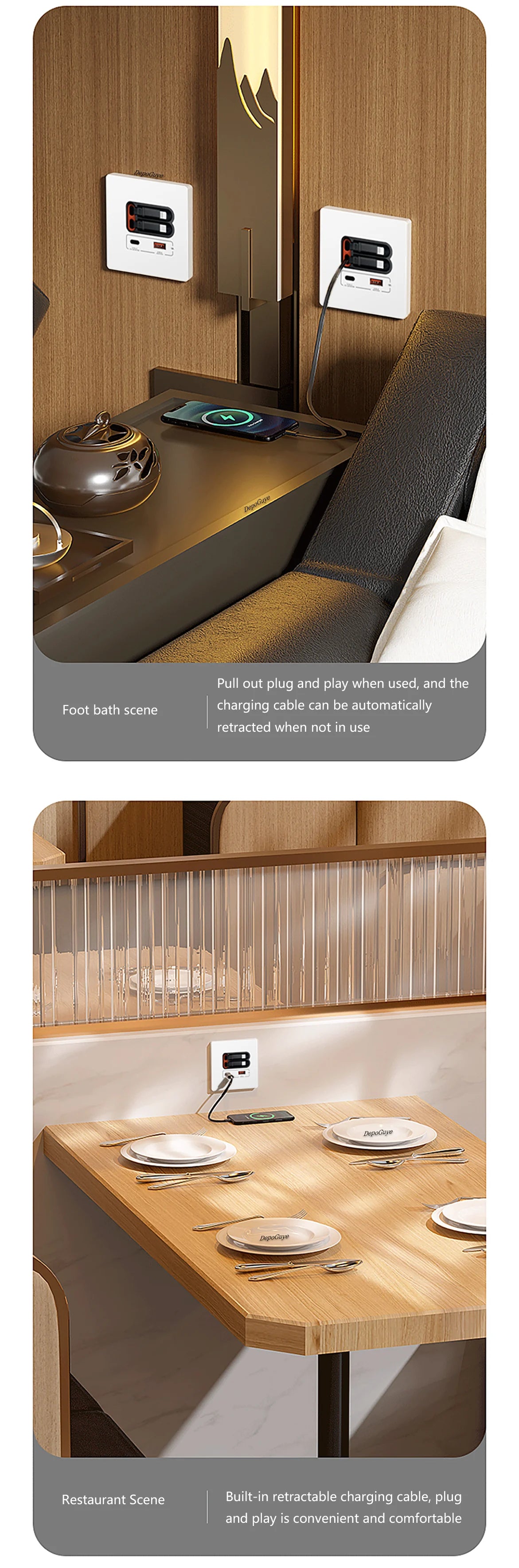 EU Universal 20W USB C Smart Steckdose Panel mit Dual Typ-C Schnellladeanschlüssen Steckdose, Handy-Lade-Typ-C-Buchse.