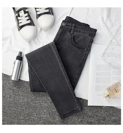 High-waisted Slimming Jeans Women's Cropped Pants Spring Autumn 2021 New Elastic Tight Slims Smooths Your Silhouette Pencil.