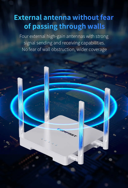 Comfast 3000Mbps  WiFi6 Wireless MESH Router 2.4G/5.8G WPA3 Signal 4 Antenna 4 Gigabit Port Wifi repetidor Roteador CF-WR630AX.