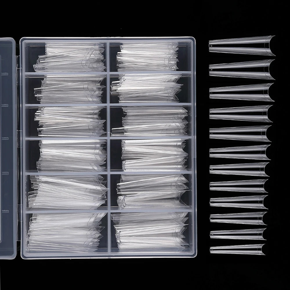 240PCS/Box False Nail Tips Square Straight Extra Long Half Cover Nails Artificial Acrylic False Nail Tips Press On Manicure Tool.