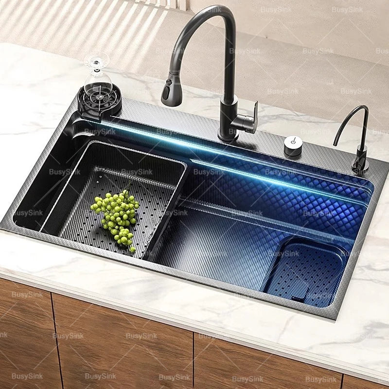 Stainless steel Kitchen Sink Thick Embossed Large Single Slot vegetable washbasin Dishwashing Sink Undermount Basin