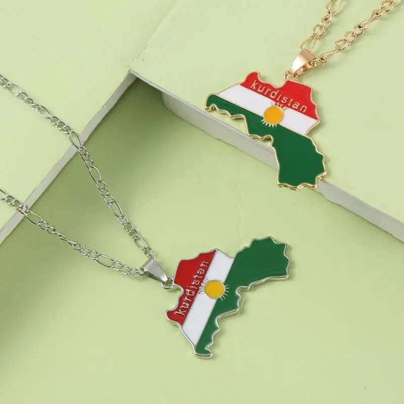 U2JF Unisex Kurdistan Map Pendant Necklace for Women Men Choker Keychain Gift.