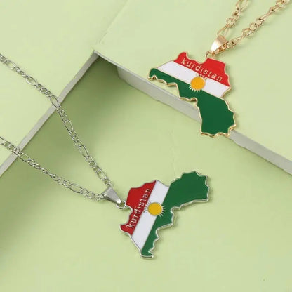 U2JF Unisex Kurdistan Map Pendant Necklace for Women Men Choker Keychain Gift.