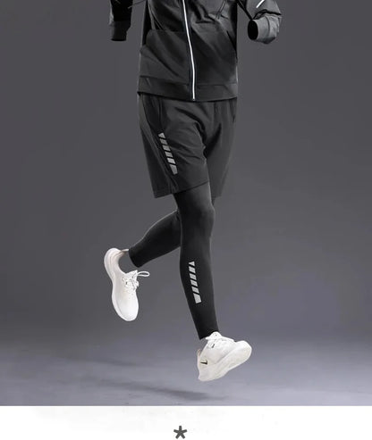 Fashion Breathable Running Sports Suit Men's Fitness Clothes All-Seasons Professional Morning Running Clothes Quick Dry Training.