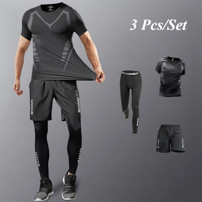 Fashion Breathable Running Sports Suit Men's Fitness Clothes All-Seasons Professional Morning Running Clothes Quick Dry Training